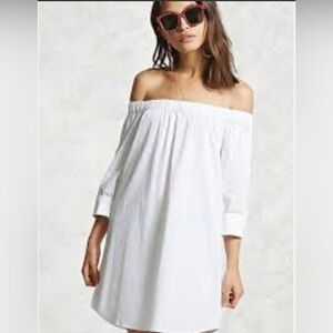 Forever 21 White Off-Shoulder Mini Dress